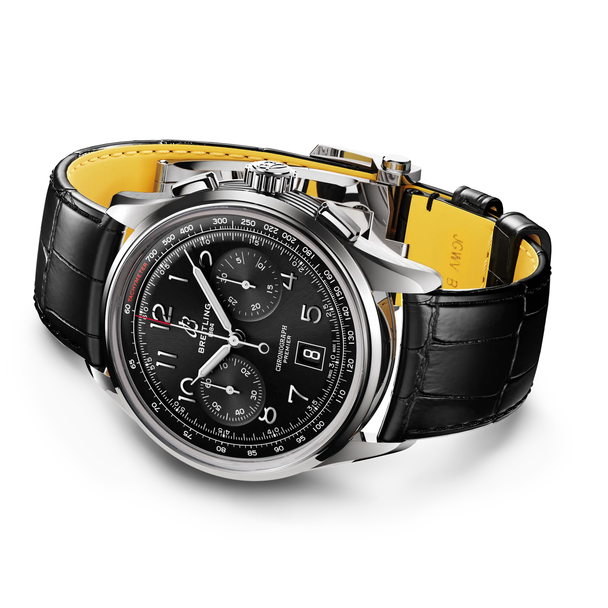 Breitling Premier B01 Chronograph 42 reference AB0145221B1P2 with Black dial, Stainless steel case, alligator strap, bracelet or strap configuration view