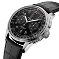 Breitling Premier B01 Chronograph 42 reference AB0145221B1P2 with Black dial, Stainless steel case, alligator strap, three-quarter view