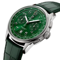 Breitling Premier B01 Chronograph 42 reference AB0145371L1P2 with Green dial, Stainless steel case, alligator strap, three-quarter view
