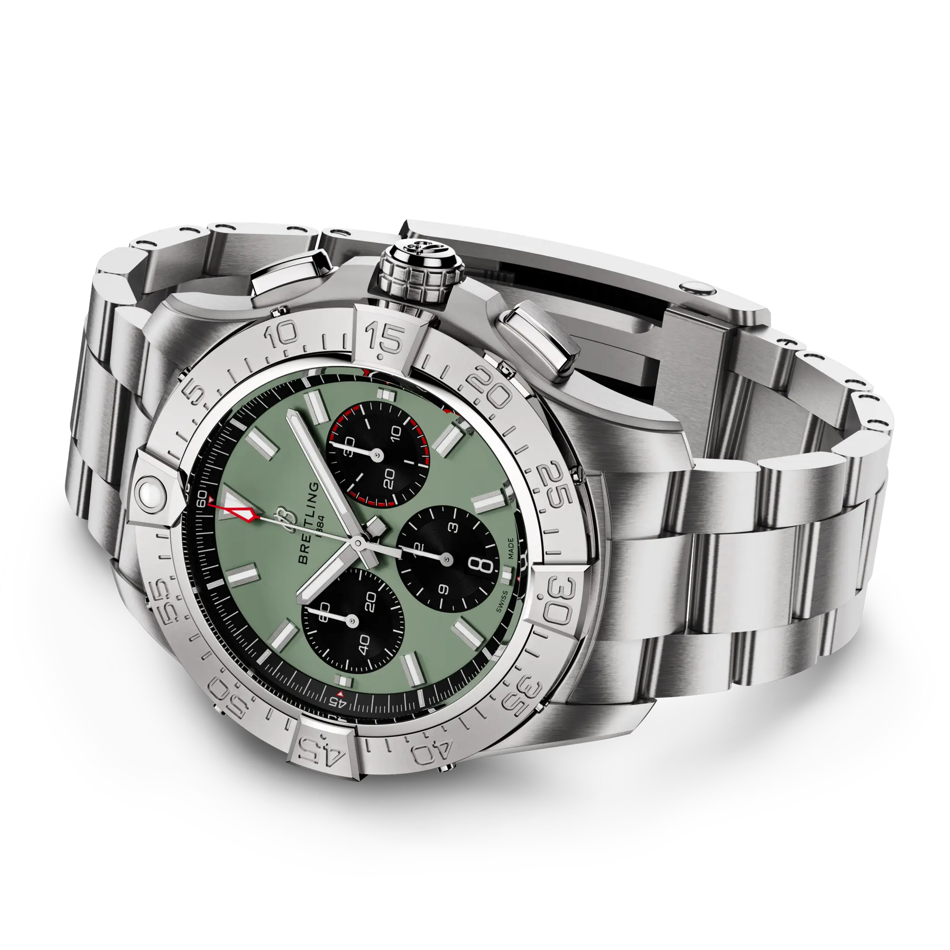 Breitling Avenger B01 Chronograph 44 reference AB0147101L1A1 with Green dial, Stainless steel case, bracelet, bracelet or strap configuration view