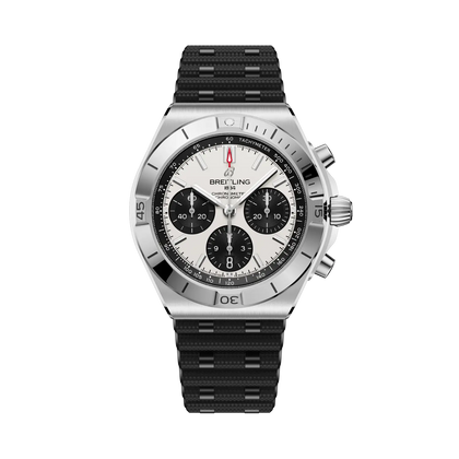Breitling Chronomat B01 Chronograph 42 reference AB0158101A1S1 with White dial, Stainless steel case, rubber strap, front view