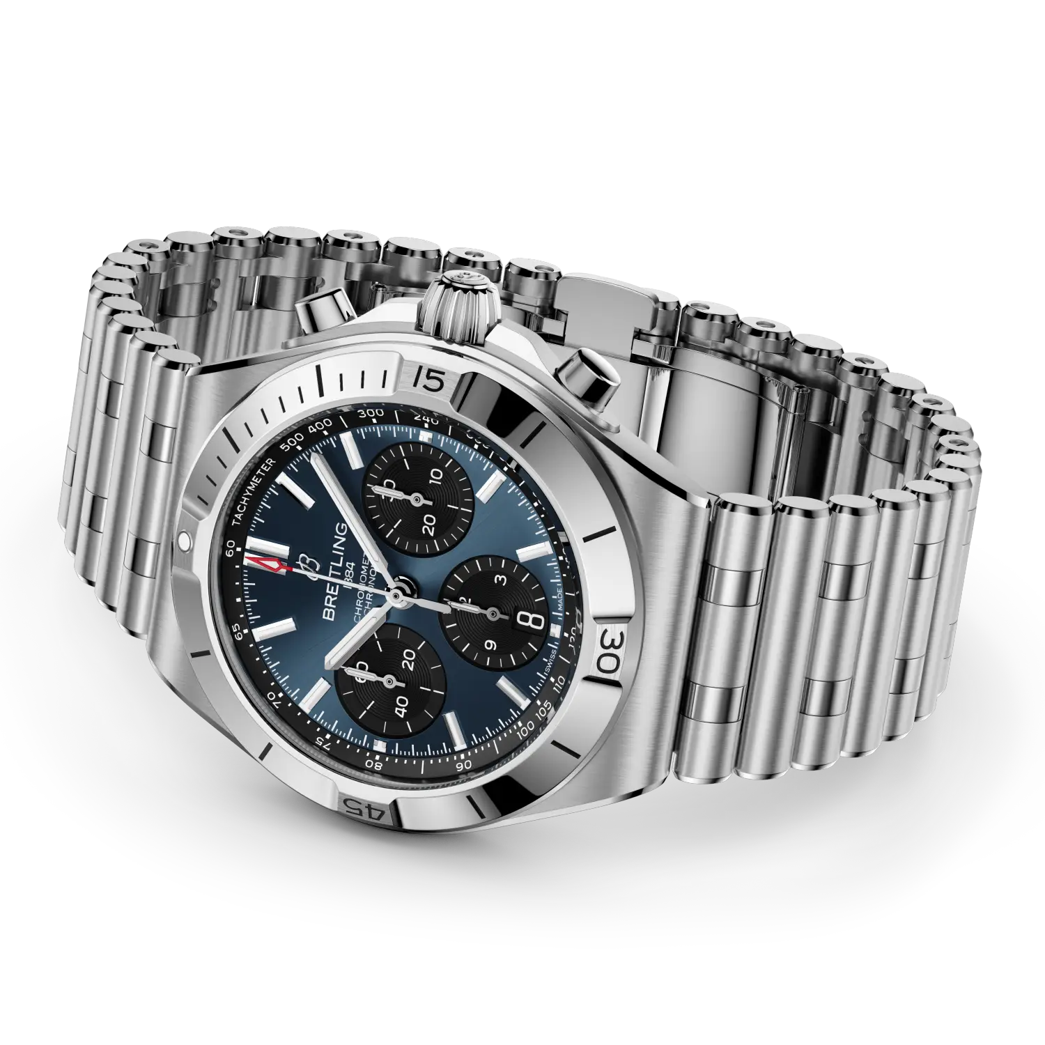 Breitling Chronomat B01 Chronograph 42 reference AB0158101C1A1 with Blue dial, Stainless steel case, bracelet, bracelet or strap configuration view