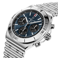 Breitling Chronomat B01 Chronograph 42 reference AB0158101C1A1 with Blue dial, Stainless steel case, bracelet, three-quarter view