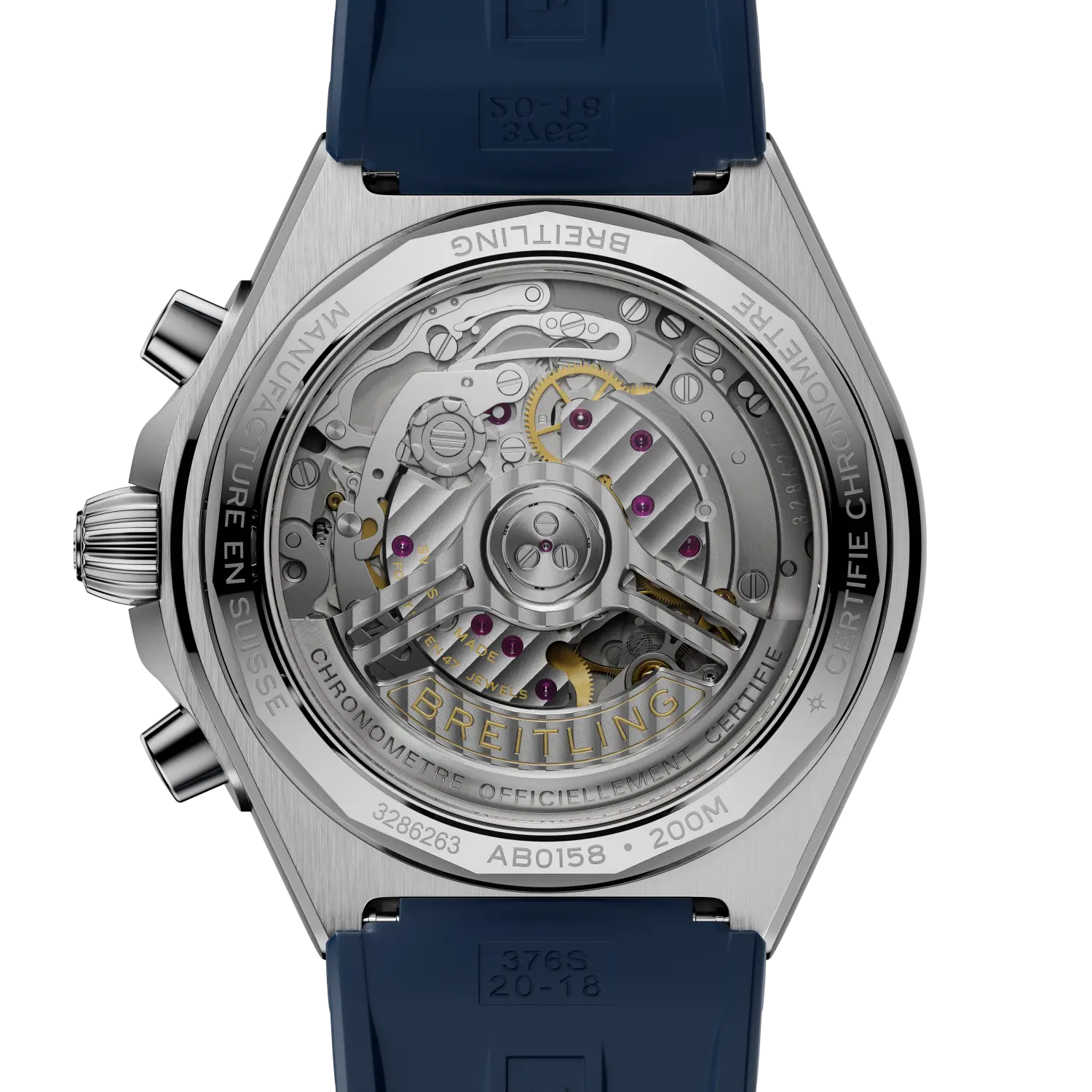Caseback view of Breitling Chronomat B01 Chronograph 42 reference AB0158101C1S1