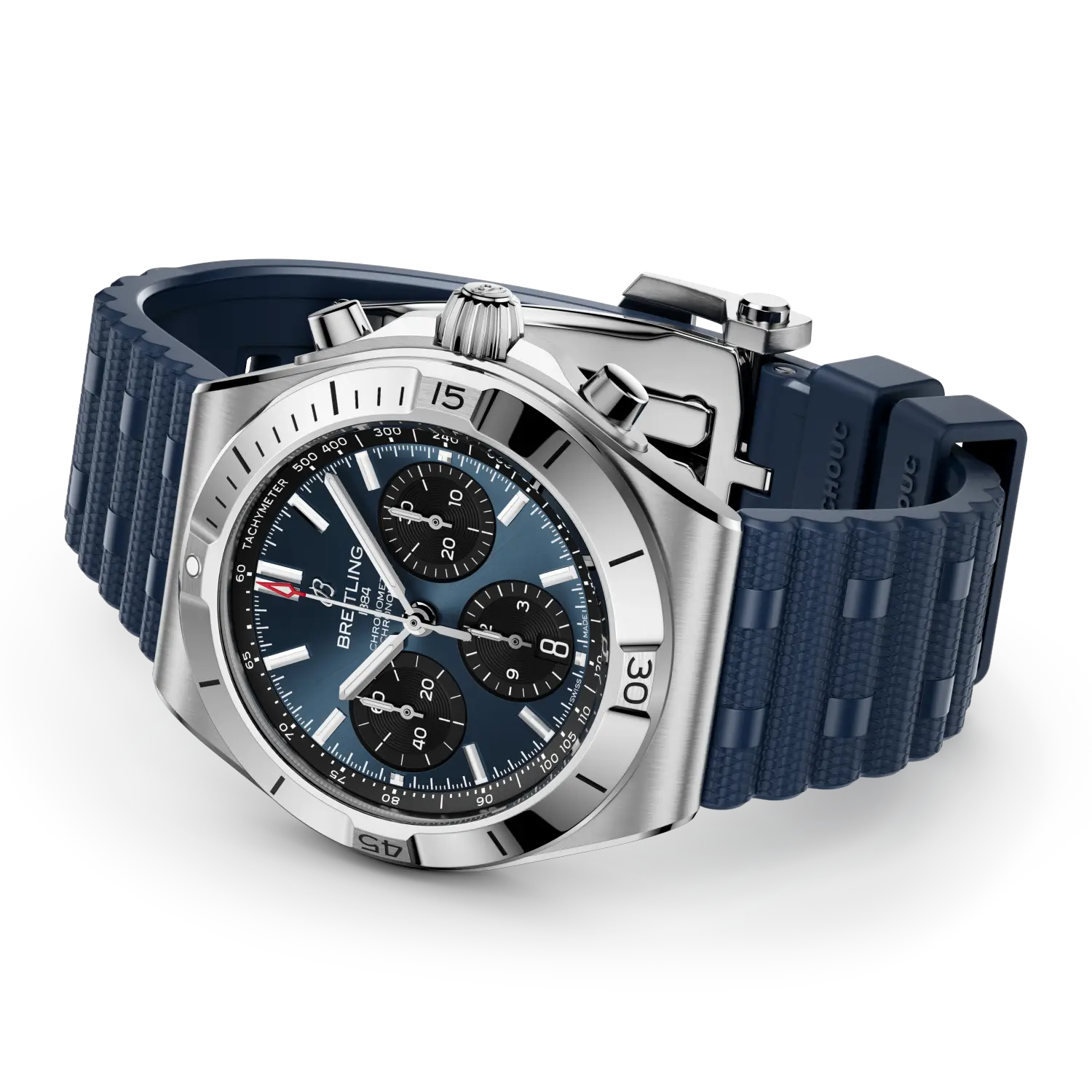 Breitling Chronomat B01 Chronograph 42 reference AB0158101C1S1 with Blue dial, Stainless steel case, rubber strap, bracelet or strap configuration view