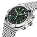 Breitling Chronomat B01 Chronograph 42 reference AB0158101L1A1 with Green dial, Stainless steel case, bracelet, three-quarter view