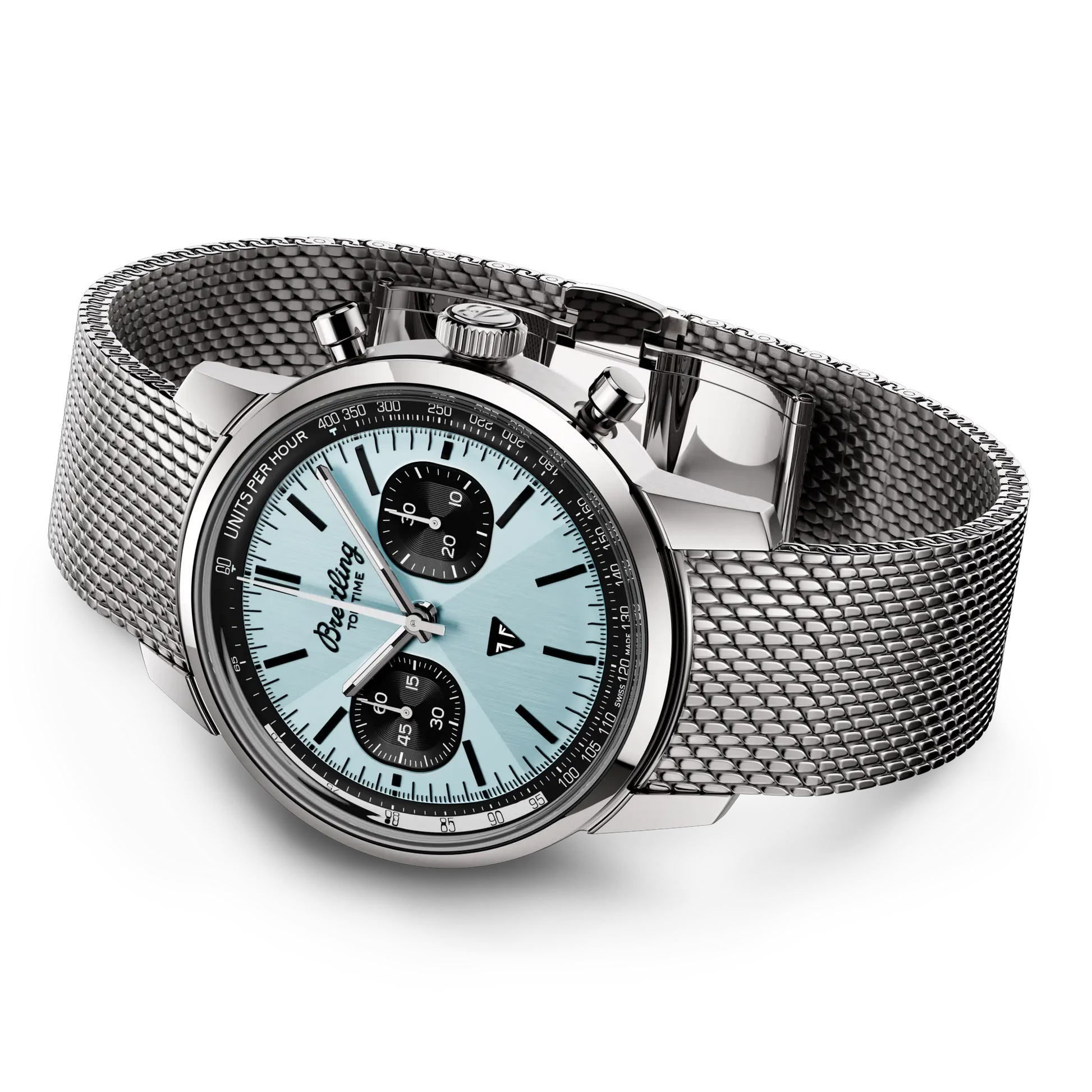 Breitling Top Time B01 Triumph reference AB01764A1C1A1 with Ice blue dial, Stainless steel case, bracelet, bracelet or strap configuration view
