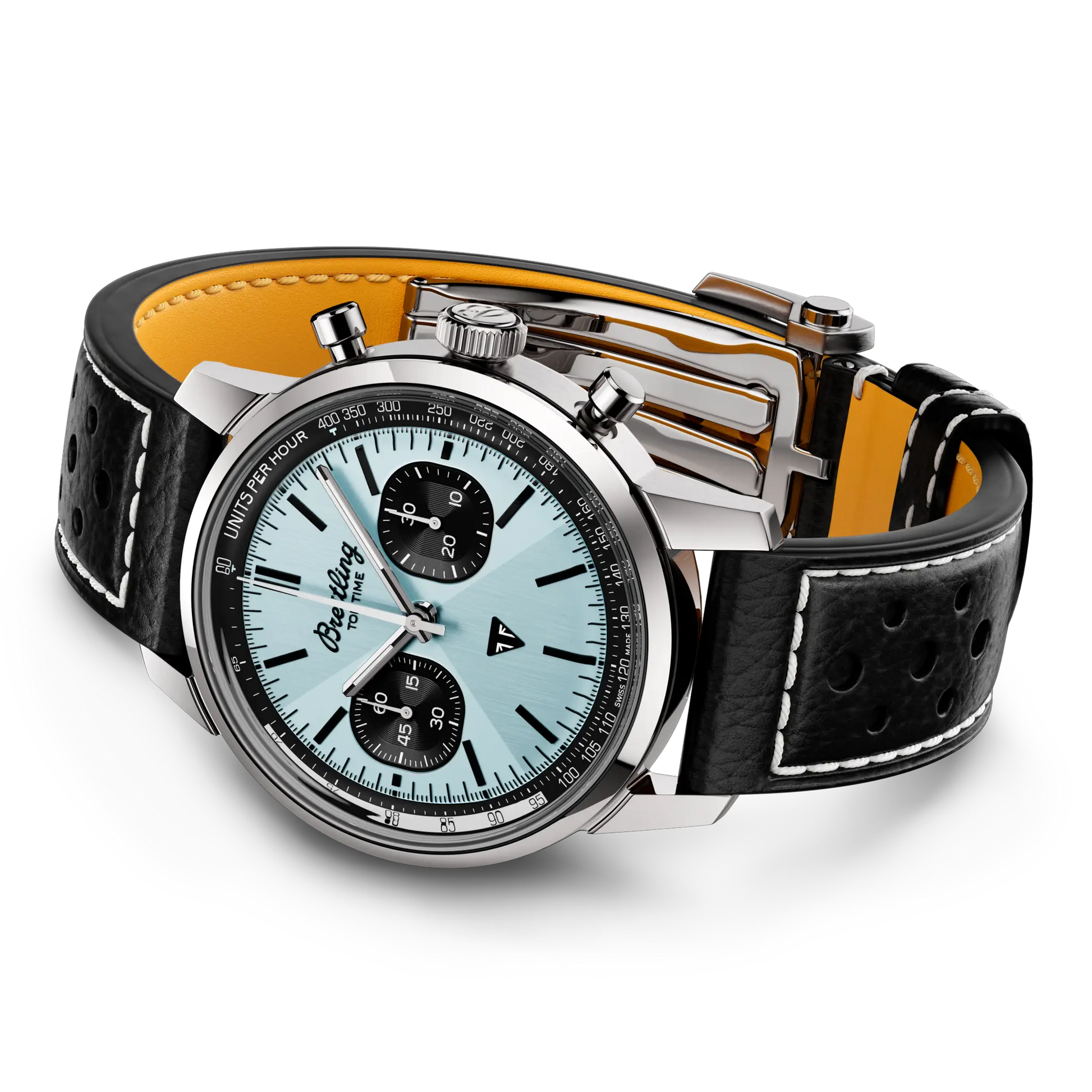 Breitling Top Time B01 Triumph reference AB01764A1C1X1 with Ice blue dial, Stainless steel case, calfskin strap, bracelet or strap configuration view