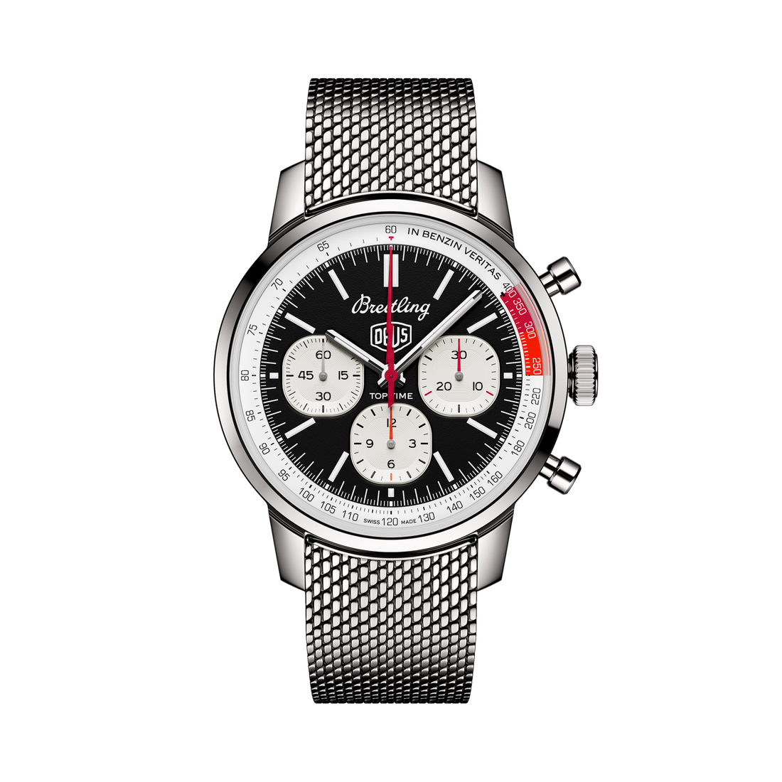 Breitling Top Time B01 Deus reference AB01765A1B1A1 with Black dial, Stainless steel case, bracelet, front view