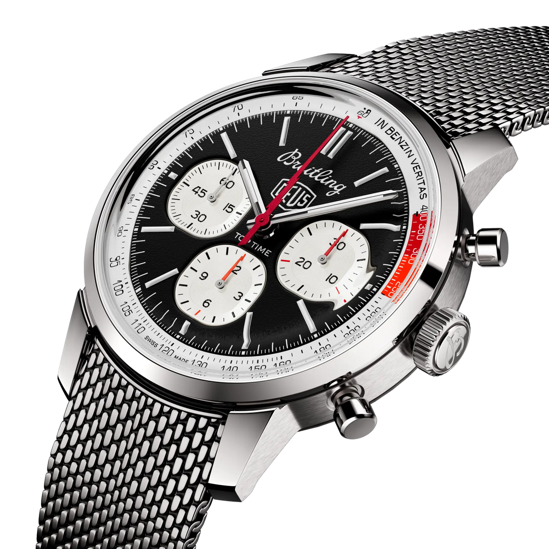 Breitling Top Time B01 Deus reference AB01765A1B1A1 with Black dial, Stainless steel case, bracelet, three-quarter view