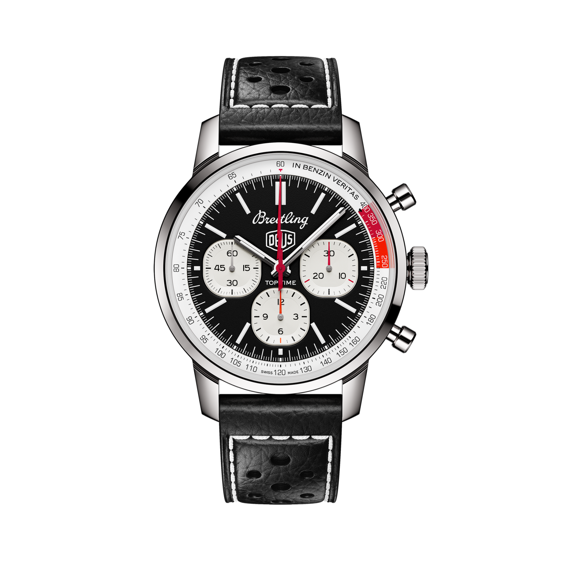 Breitling Top Time B01 Deus reference AB01765A1B1X1 with Black dial, Stainless steel case, calfskin strap, front view
