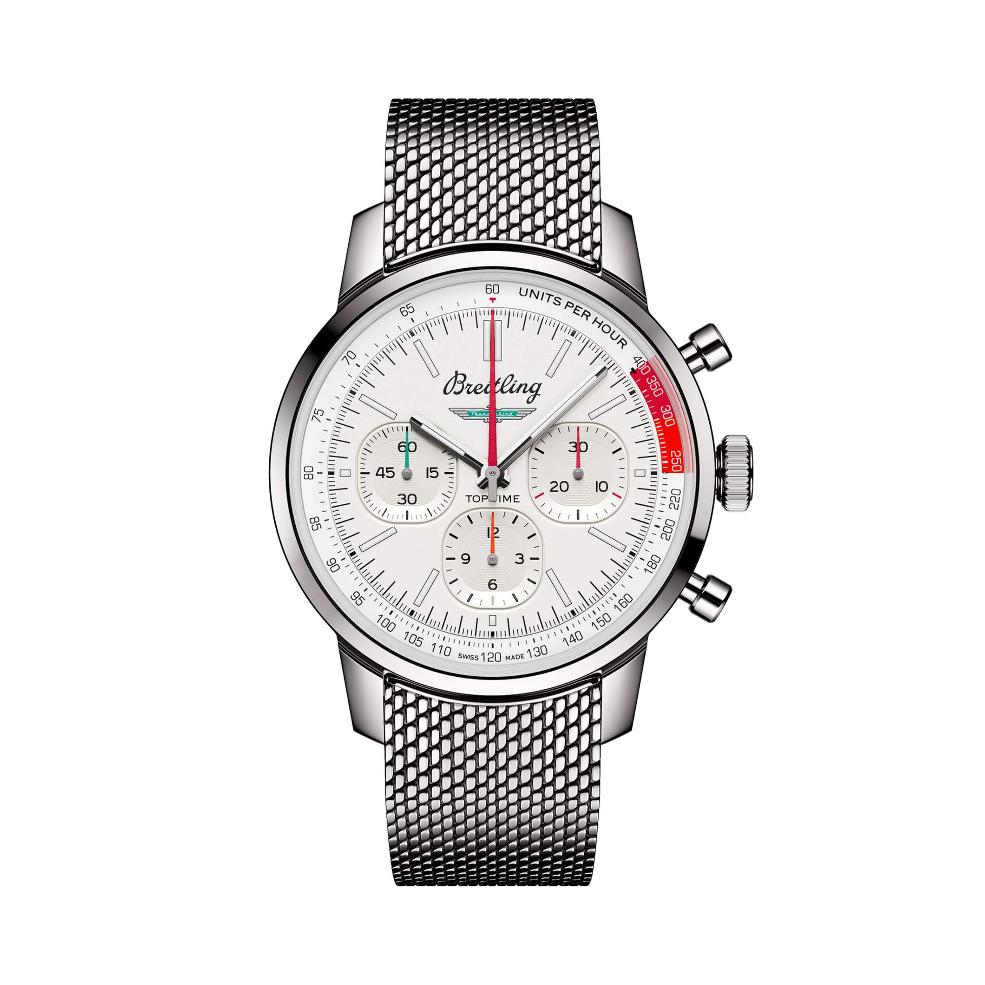 Breitling Top Time B01 Ford Thunderbird reference AB01766A1A1A1 with White dial, Stainless steel case, bracelet, front view