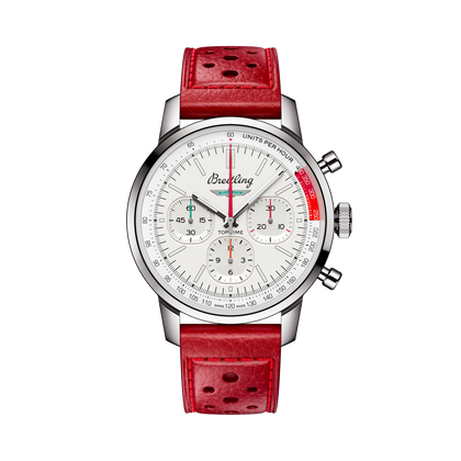 Breitling Top Time B01 Ford Thunderbird reference AB01766A1A1X1 with White dial, Stainless steel case, calfskin strap, front view