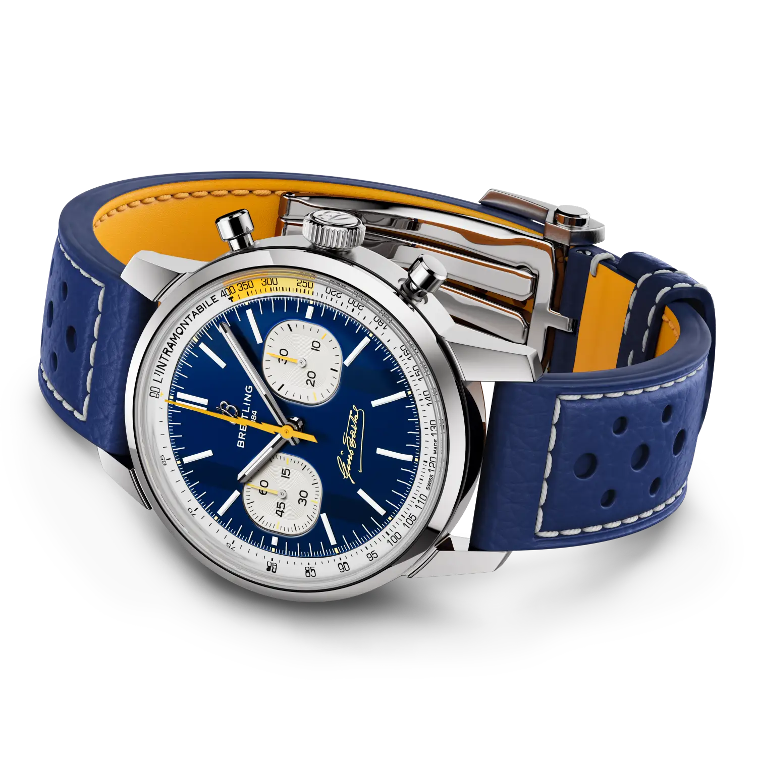 Breitling Top Time B01 Gino Bartali reference AB01767A1C1X1 with Blue dial, Stainless steel case, calfskin strap, bracelet or strap configuration view