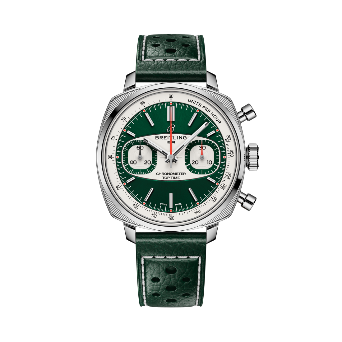 Breitling Top Time B01 Racing reference AB01771A1L1X1 with Green dial, Stainless steel case, calfskin strap, front view