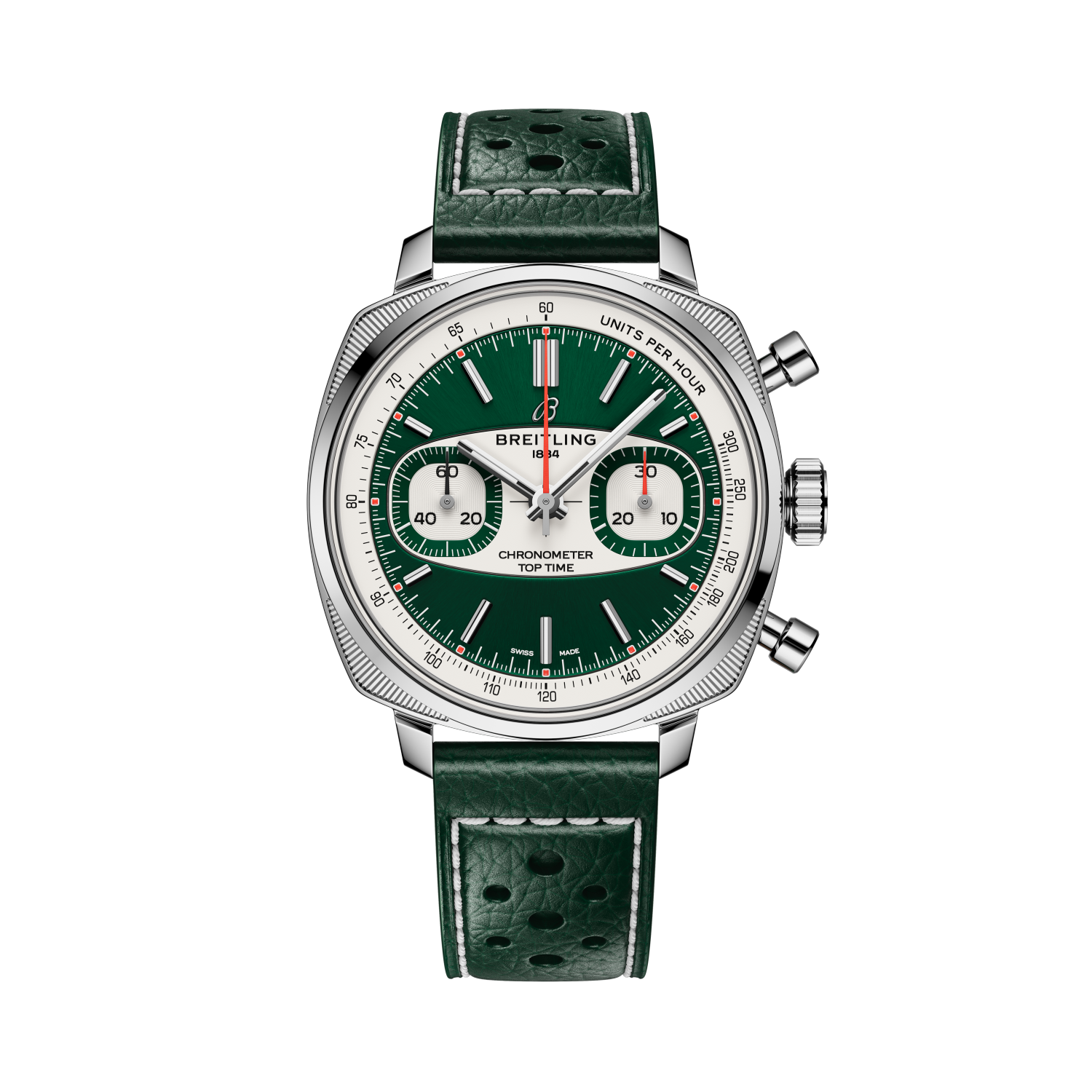 Breitling Top Time B01 Racing reference AB01771A1L1X1 with Green dial, Stainless steel case, calfskin strap, front view