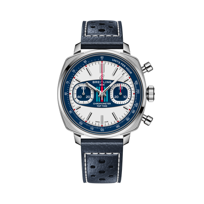 Breitling Top Time B01 Racing reference AB01772A1G1X1 with White dial, Stainless steel case, blue calfskin strap, front view