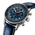 Breitling Navitimer B02 Chronograph 41 Cosmonaute ARTEMIS II reference AB02307A1C1P1 with Meteorite dial, Stainless steel case, alligator strap, three-quarter view