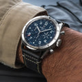 Breitling Super AVI B04 Chronograph GMT 46 Tribute to Vought F4U Corsair reference AB04451A1C1X1 with Blue dial, Stainless steel case, calfskin strap, on-wrist view