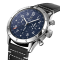Breitling Super AVI B04 Chronograph GMT 46 Tribute to Vought F4U Corsair reference AB04451A1C1X1 with Blue dial, Stainless steel case, calfskin strap, three-quarter view