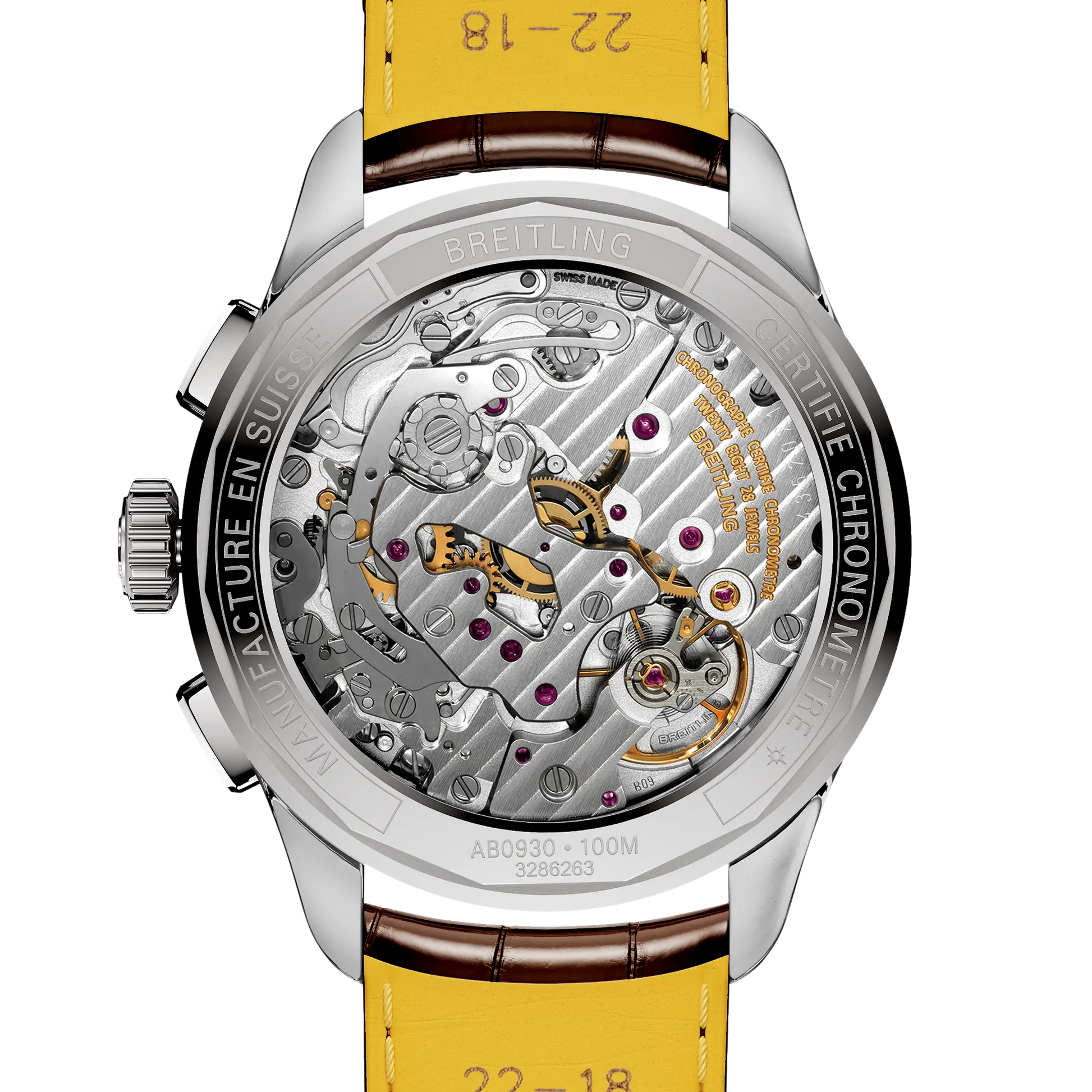Caseback view of Breitling Premier B09 Chronograph 40 reference AB0930F51H1P1