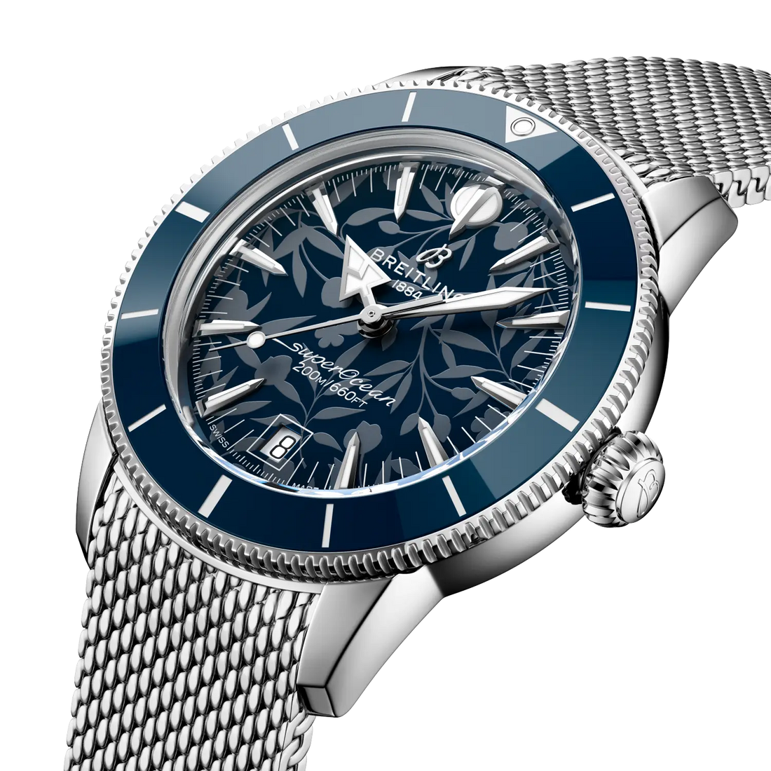 Breitling Superocean Heritage B31 Automatic 40 Kelly Slater reference AB31101A1C1A1 with Blue dial, Stainless steel case, bracelet, front view
