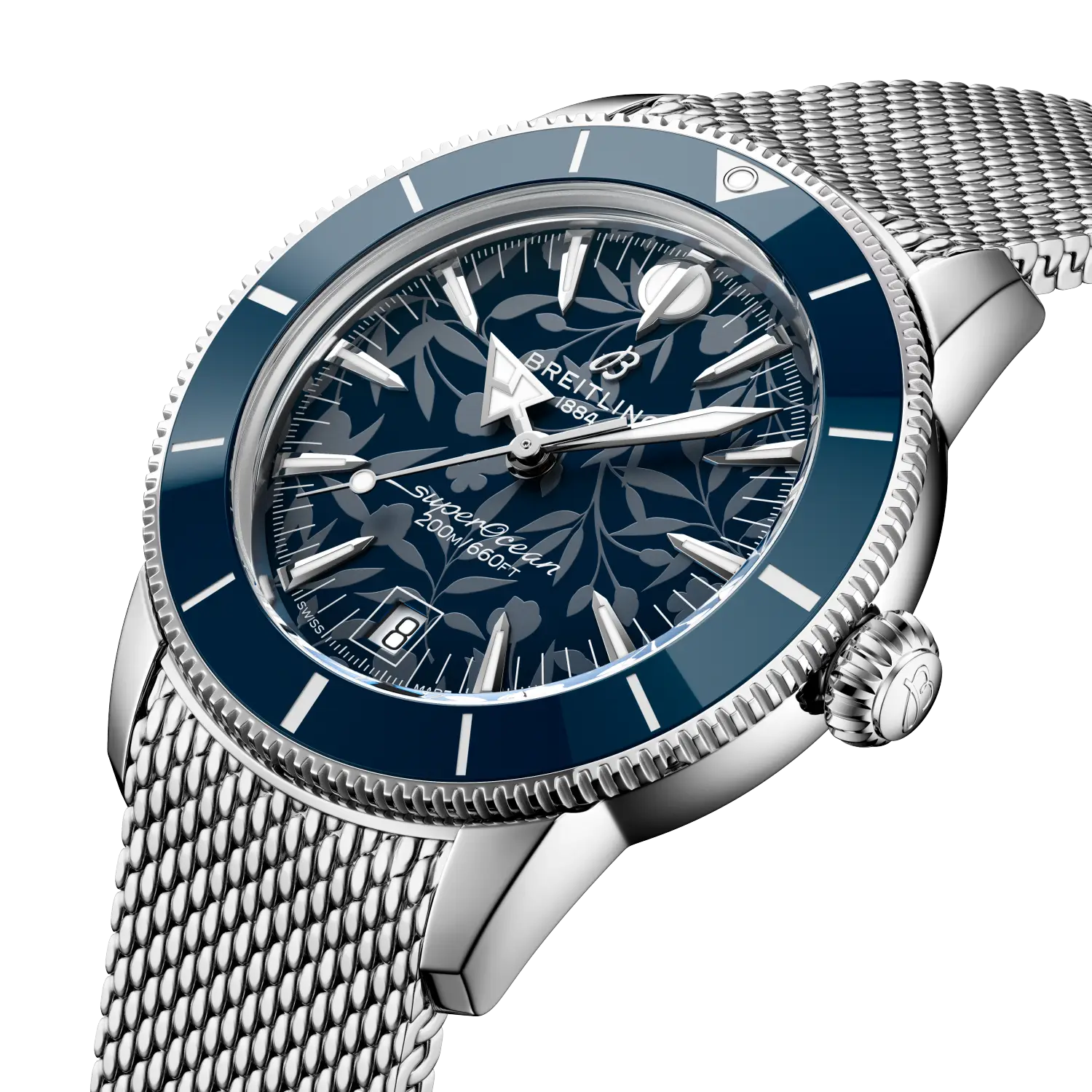 Breitling Superocean Heritage B31 Automatic 40 Kelly Slater reference AB31101A1C1A1 with Blue dial, Stainless steel case, bracelet, three-quarter view