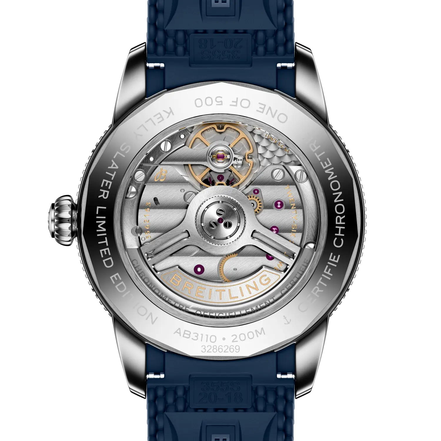 Caseback view of Breitling Superocean Heritage B31 Automatic 40 Kelly Slater reference AB31101A1C1S1