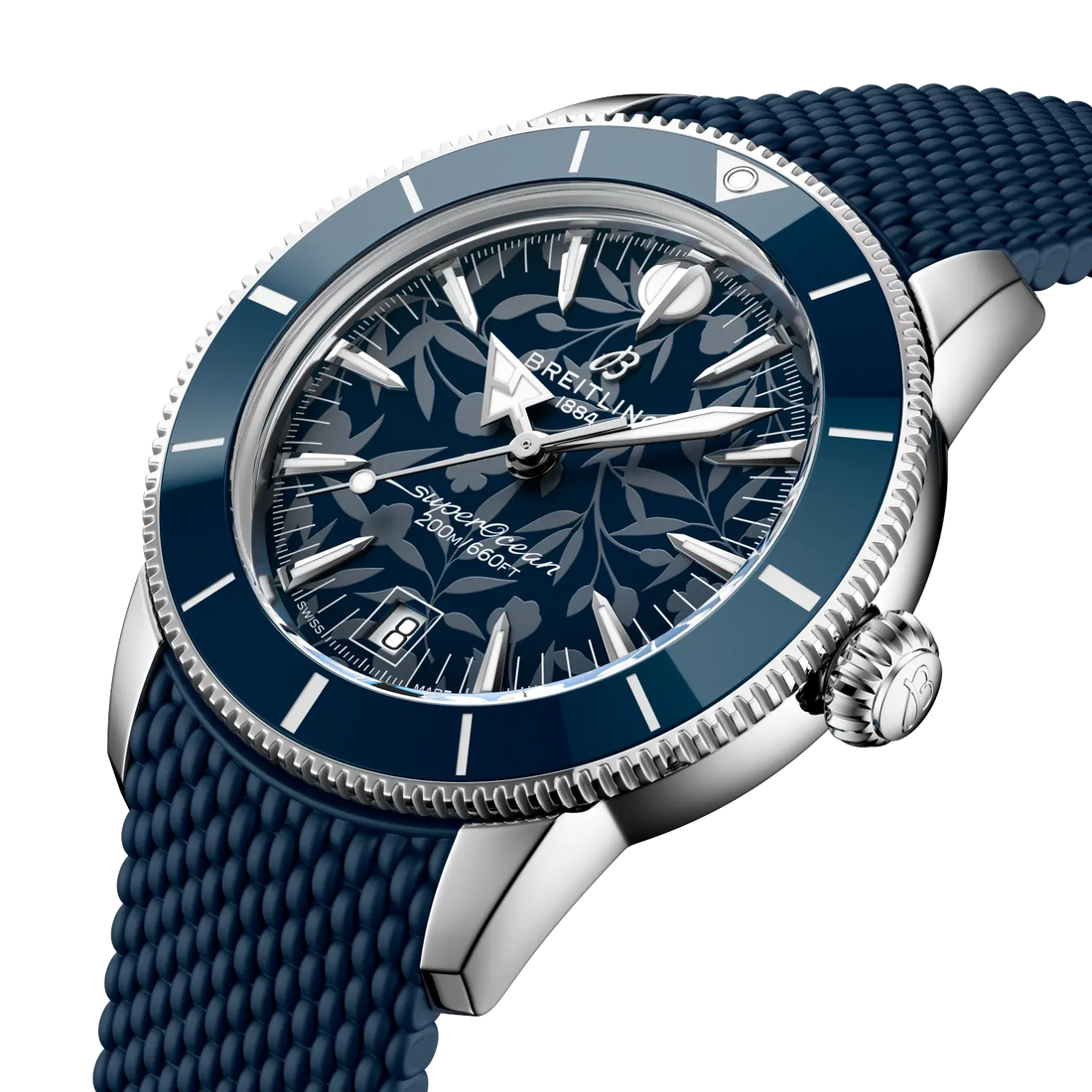 Breitling Superocean Heritage B31 Automatic 40 Kelly Slater reference AB31101A1C1S1 with Blue dial, Stainless steel case, rubber strap, front view