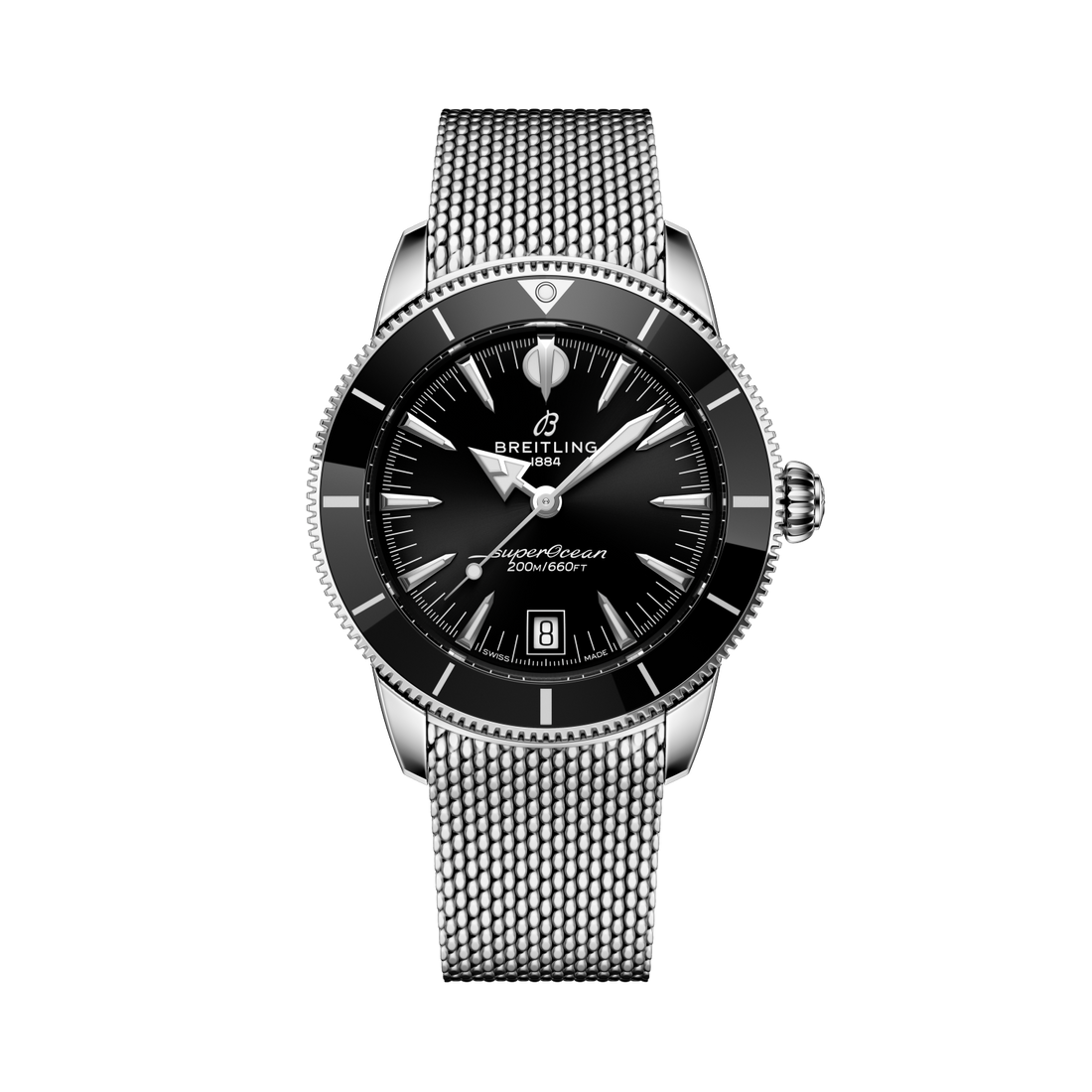 Breitling Superocean Heritage B31 Automatic 40 reference AB3110241B1A1 with Black dial, Stainless steel case, bracelet, front view
