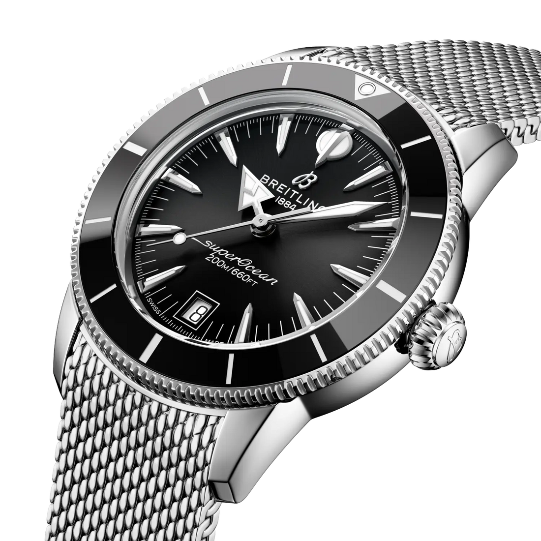 Breitling Superocean Heritage B31 Automatic 40 reference AB3110241B1A1 with Black dial, Stainless steel case, bracelet, front view