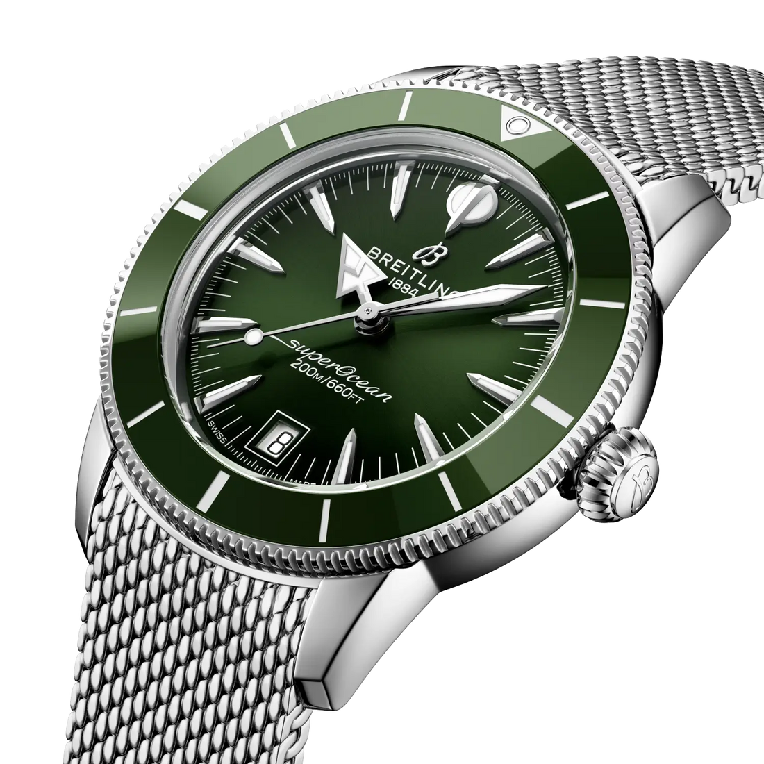 Breitling Superocean Heritage B31 Automatic 40 reference AB3110361L1A1 with Green dial, Stainless steel case, bracelet, front view