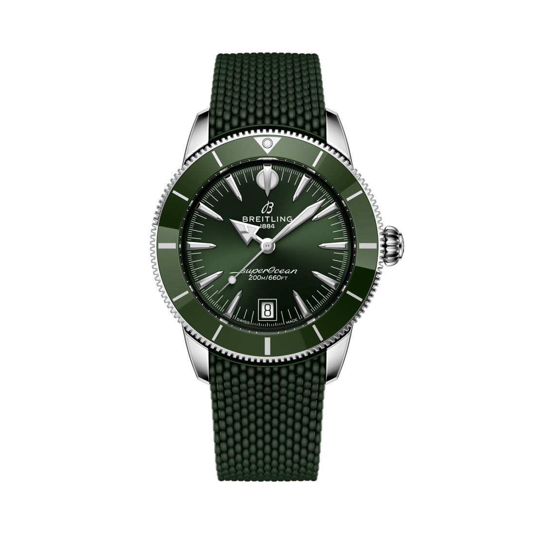 Breitling Superocean Heritage B31 Automatic 40 reference AB3110361L1S1 with Green dial, Stainless steel case, green rubber strap, front view