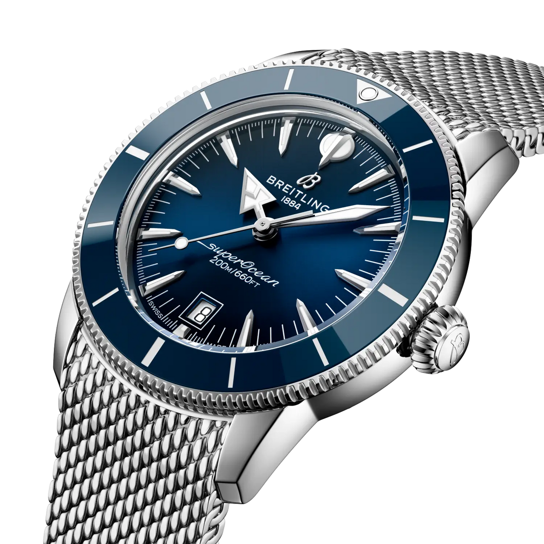 Breitling Superocean Heritage B31 Automatic 42 reference AB3111161C1A1 with Blue dial, Stainless steel case, bracelet, front view