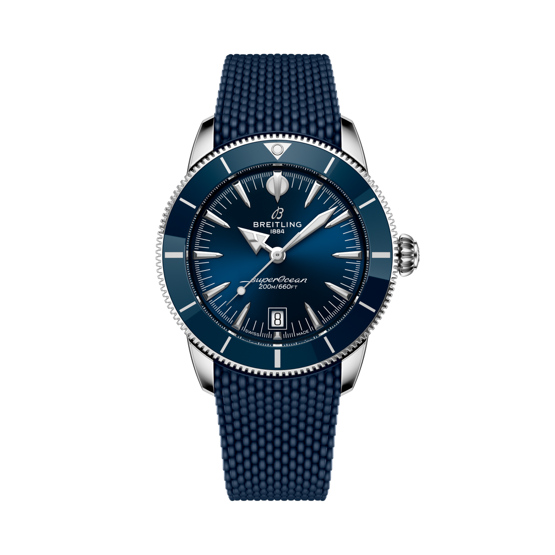 Breitling Superocean Heritage B31 Automatic 42 reference AB3111161C1S1 with Blue dial, Stainless steel case, blue rubber strap, front view