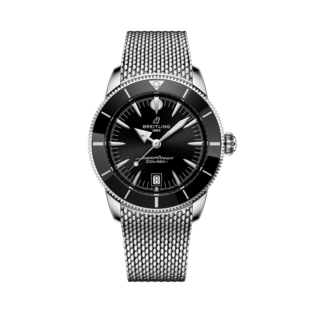 Breitling Superocean Heritage B31 Automatic 42 reference AB3111241B1A1 with Black dial, Stainless steel case, bracelet, front view