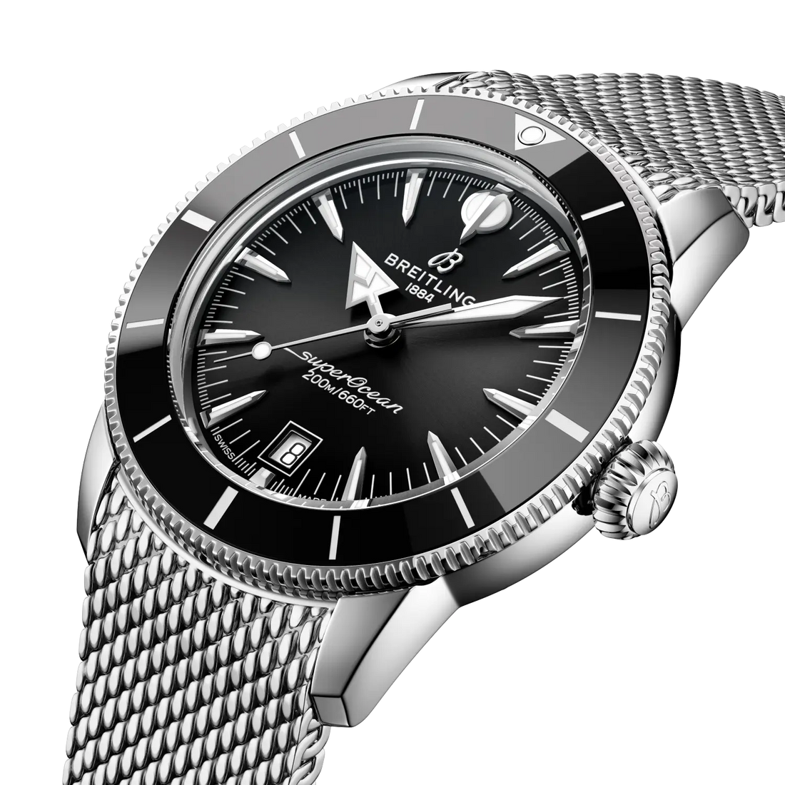 Breitling Superocean Heritage B31 Automatic 42 reference AB3111241B1A1 with Black dial, Stainless steel case, bracelet, front view