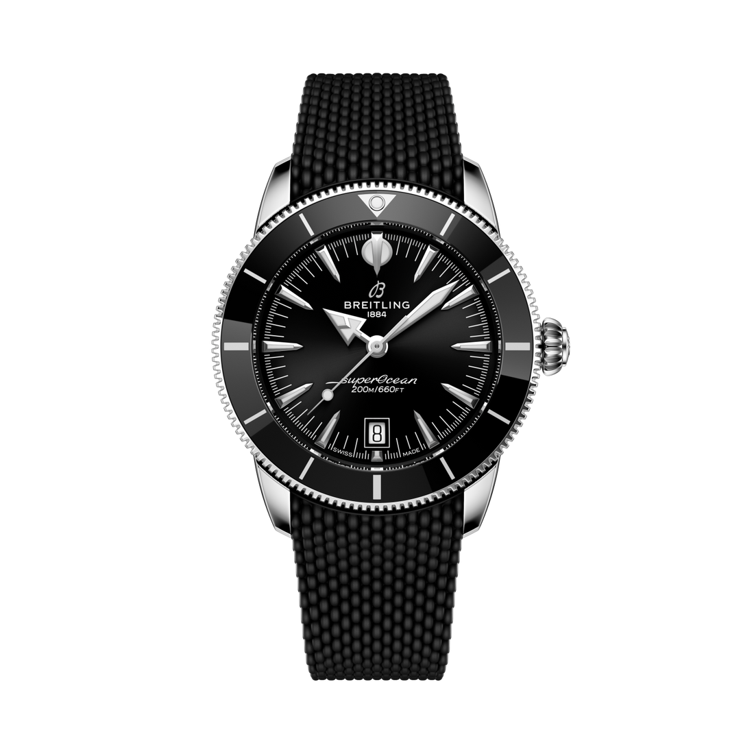Breitling Superocean Heritage B31 Automatic 42 reference AB3111241B1S1 with Black dial, Stainless steel case, black rubber strap, front view