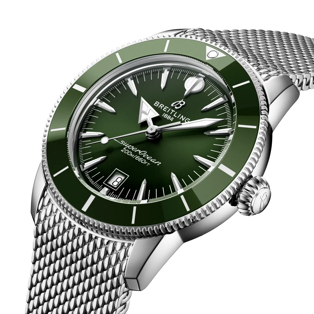 Breitling Superocean Heritage B31 Automatic 42 reference AB3111361L1A1 with Green dial, Stainless steel case, bracelet, front view