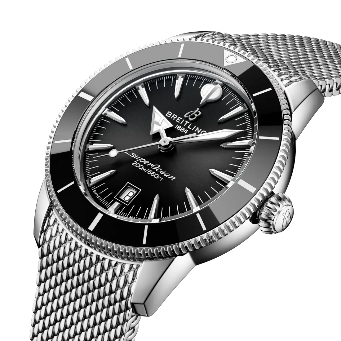 Breitling Superocean Heritage B31 Automatic 44 reference AB3112241B1A1 with Black dial, Stainless steel case, bracelet, front view