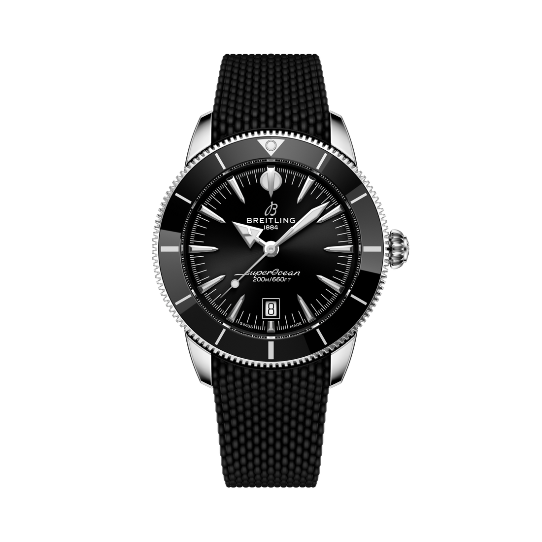Breitling Superocean Heritage B31 Automatic 44 reference AB3112241B1S1 with Black dial, Stainless steel case, black rubber strap, front view