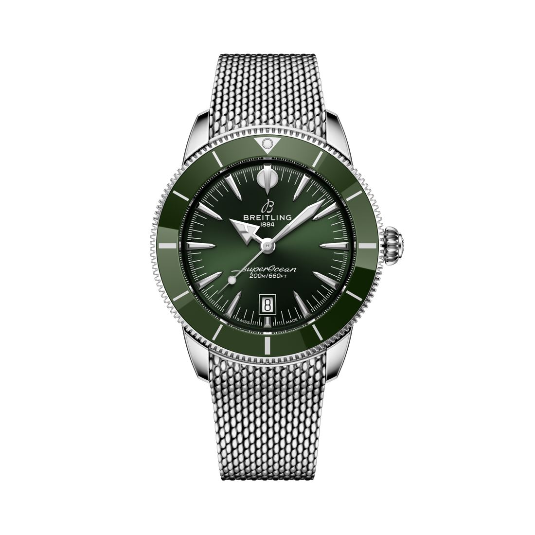 Breitling Superocean Heritage B31 Automatic 44 reference AB3112361L1A1 with Green dial, Stainless steel case, bracelet, front view