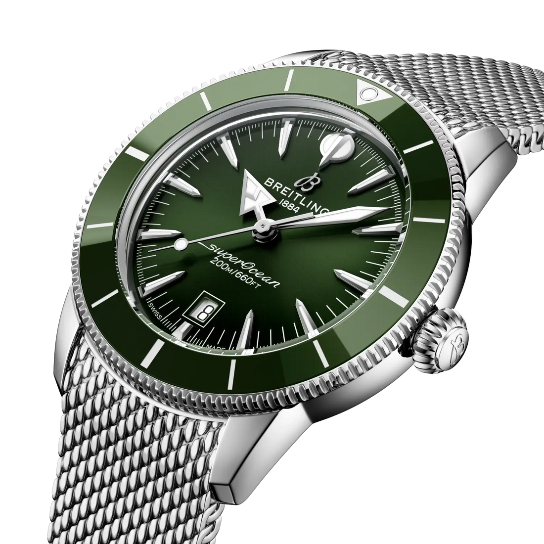 Breitling Superocean Heritage B31 Automatic 44 reference AB3112361L1A1 with Green dial, Stainless steel case, bracelet, front view