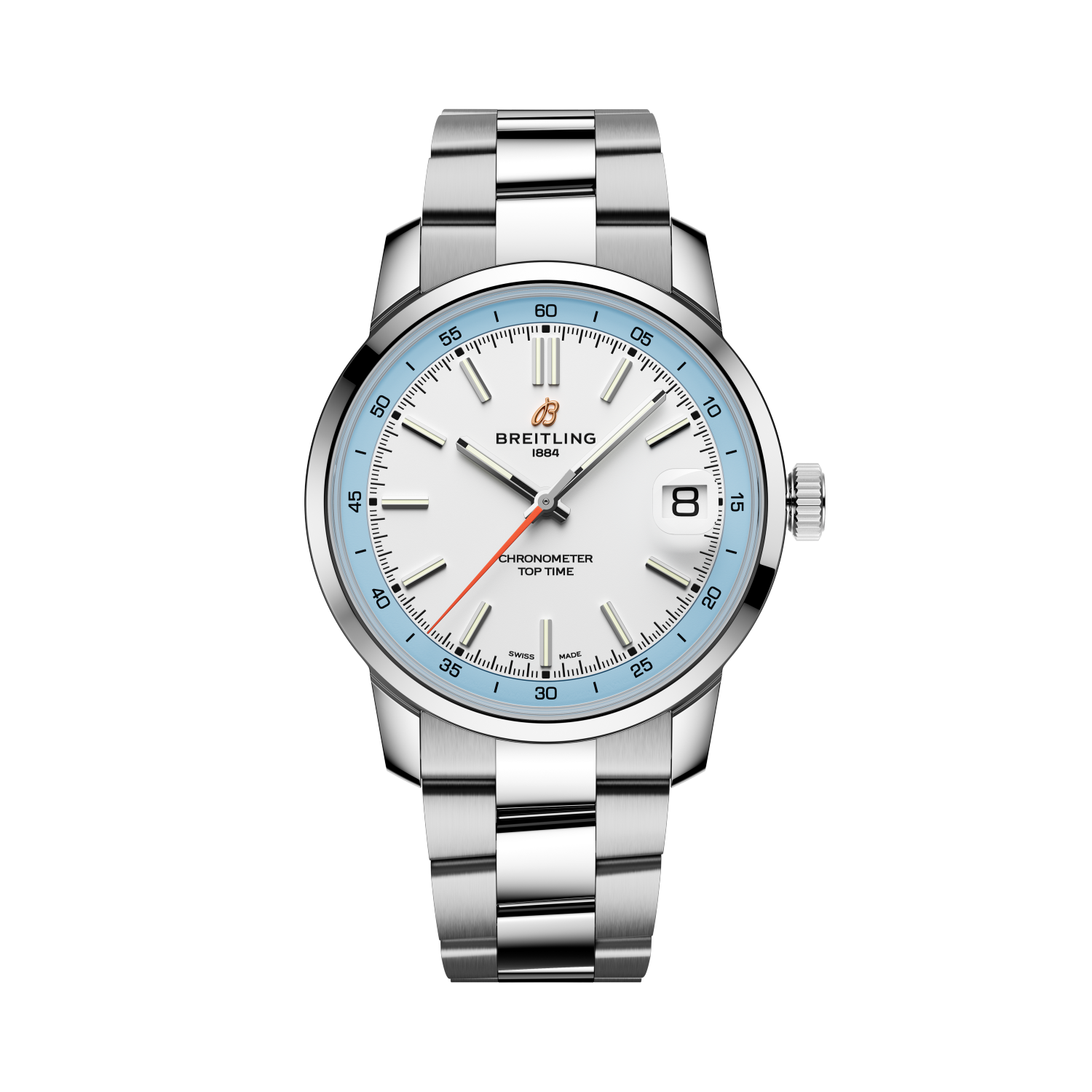 Breitling Top Time B31 reference AB3113281A1A1 with Cream dial, Stainless steel case, bracelet, front view