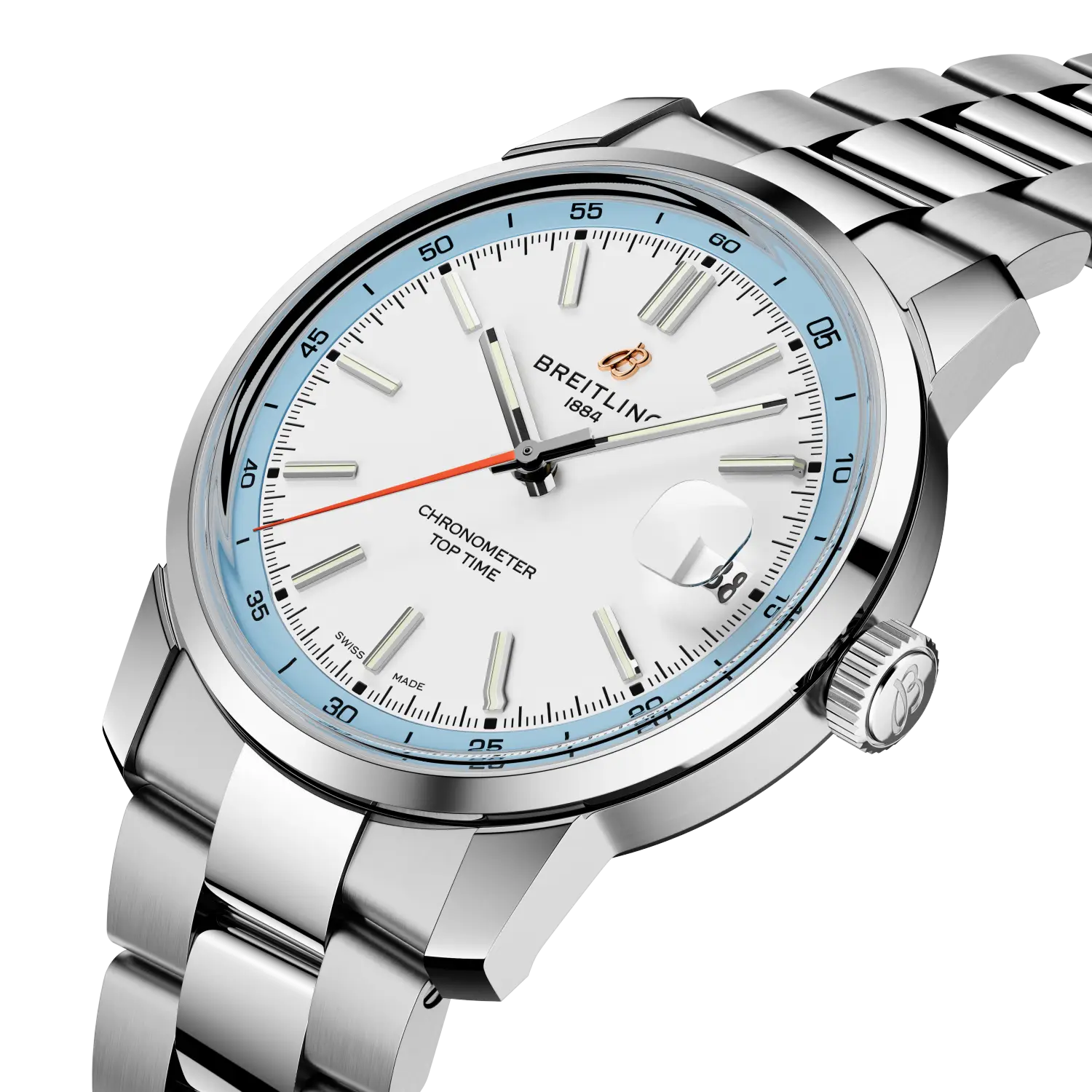 Breitling Top Time B31 reference AB3113281A1A1 with Cream dial, Stainless steel case, bracelet, three-quarter view