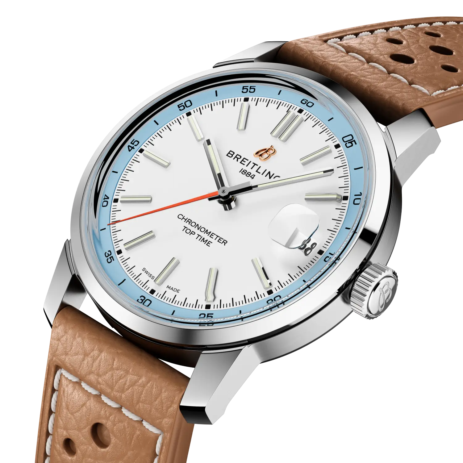 Breitling Top Time B31 reference AB3113281A1X1 with Cream dial, Stainless steel case, calfskin strap, three-quarter view
