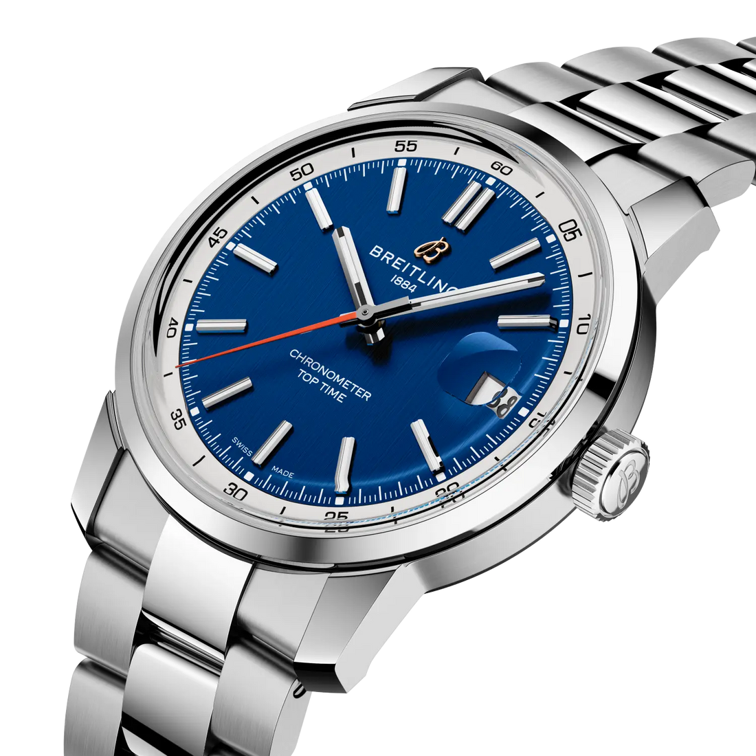 Breitling Top Time B31 reference AB3113A71C2A1 with Blue dial, Stainless steel case, bracelet, three-quarter view