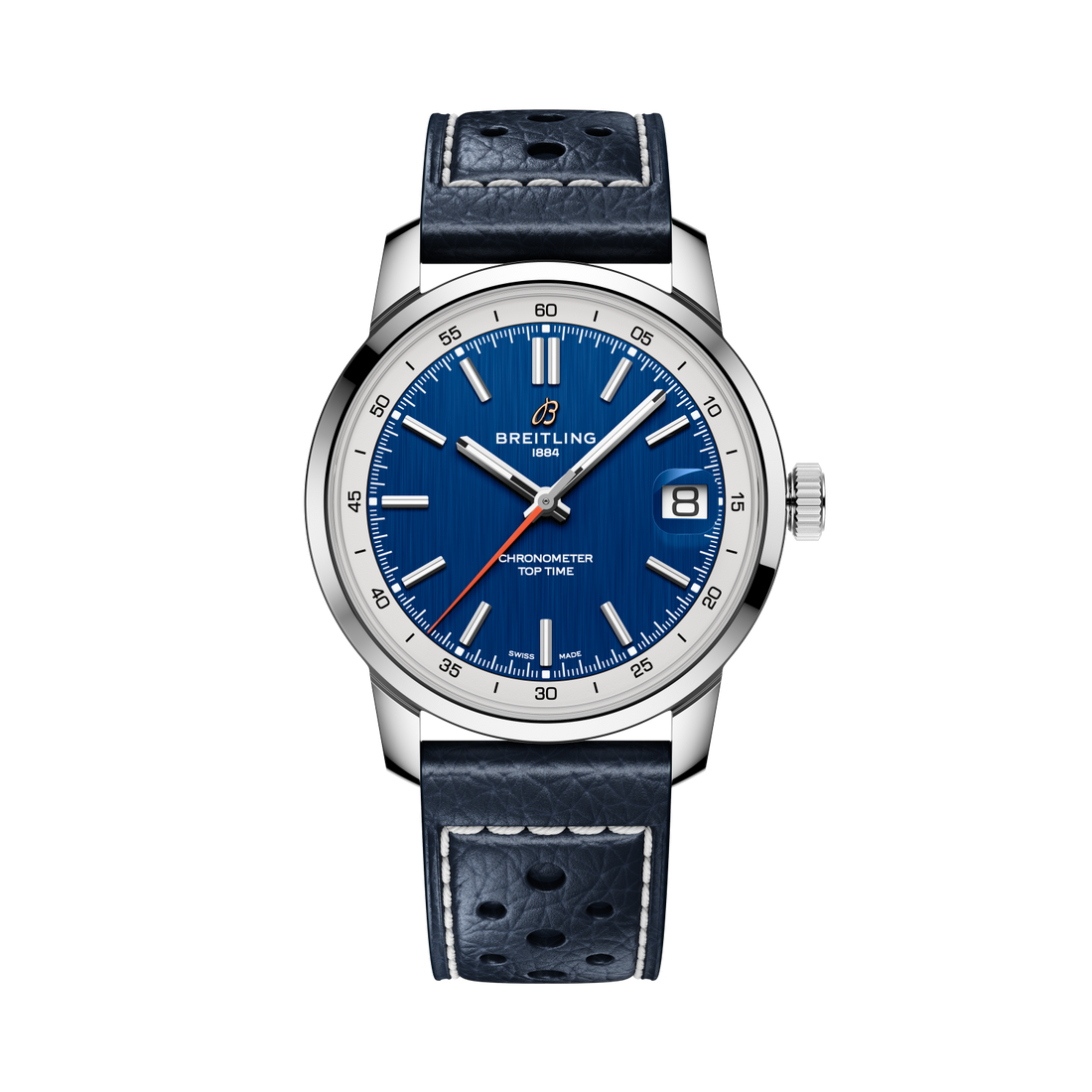 Breitling Top Time B31 reference AB3113A71C2X1 with Blue dial, Stainless steel case, calfskin strap, front view