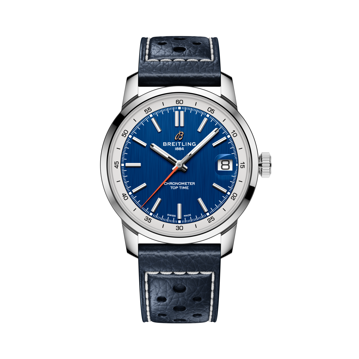 Breitling Top Time B31 reference AB3113A71C2X1 with Blue dial, Stainless steel case, calfskin strap, front view