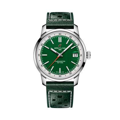 Breitling Top Time B31 reference AB3113A71L1X1 with Green dial, Stainless steel case, calfskin strap, front view